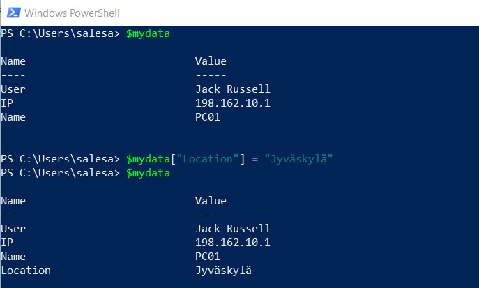 new key in hashtable